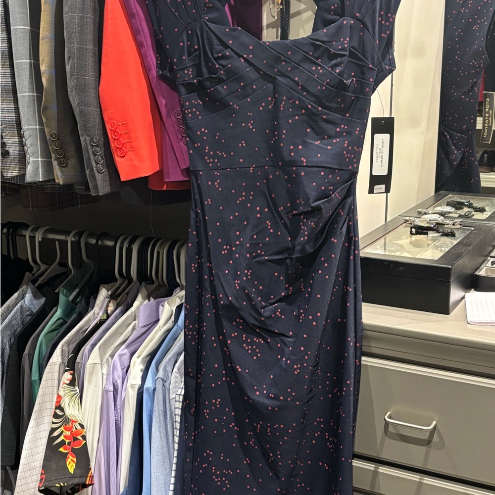 Stop Staring Navy Dress with Red Dots - NWT
